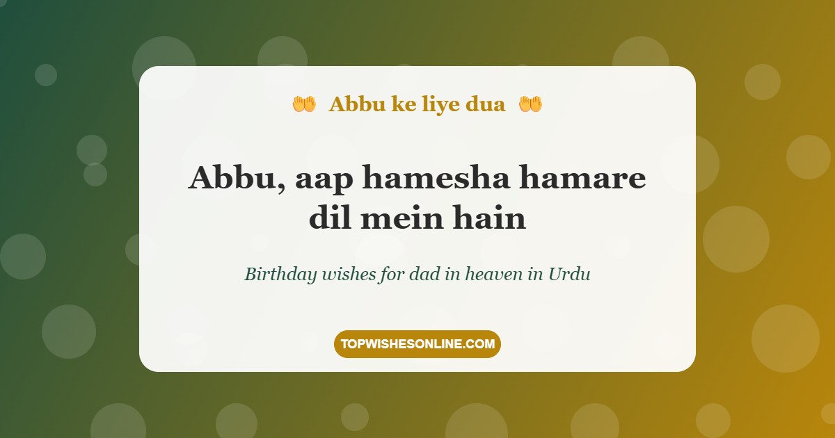 Urdu birthday wishes for Abbu in heaven quote card