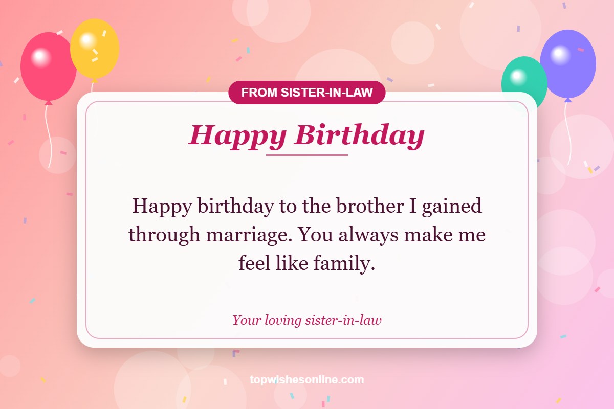 Birthday wish for brother-in-law from sister-in-law card