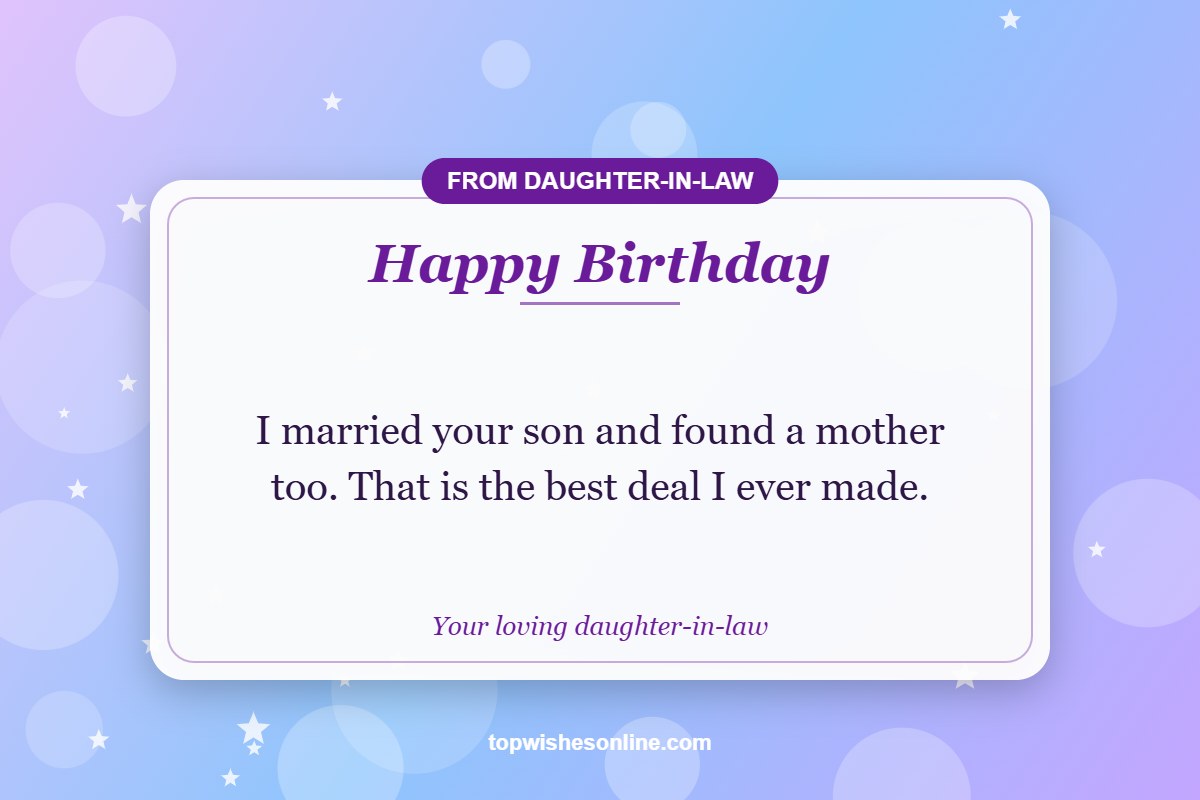 Birthday wish for mother-in-law from daughter-in-law card