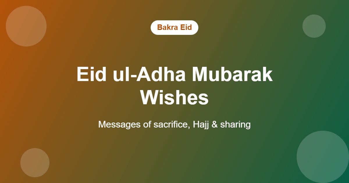 100+ Eid Mubarak Wishes, Messages & Duas (2027) Eid ul-Adha Mubarak wishes and messages