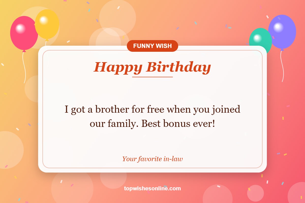 Funny birthday wish for brother-in-law card