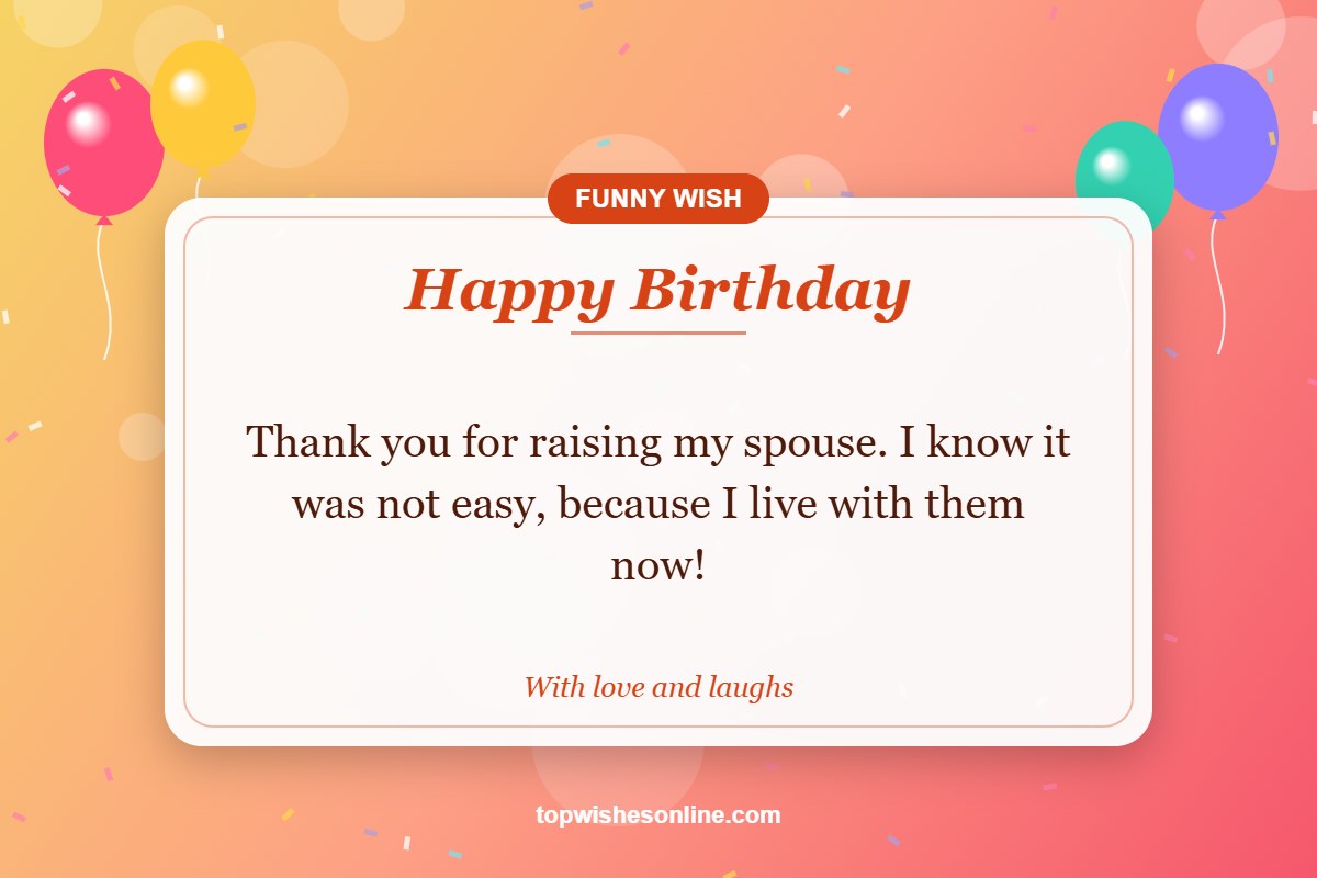 Funny birthday wish for mother-in-law card