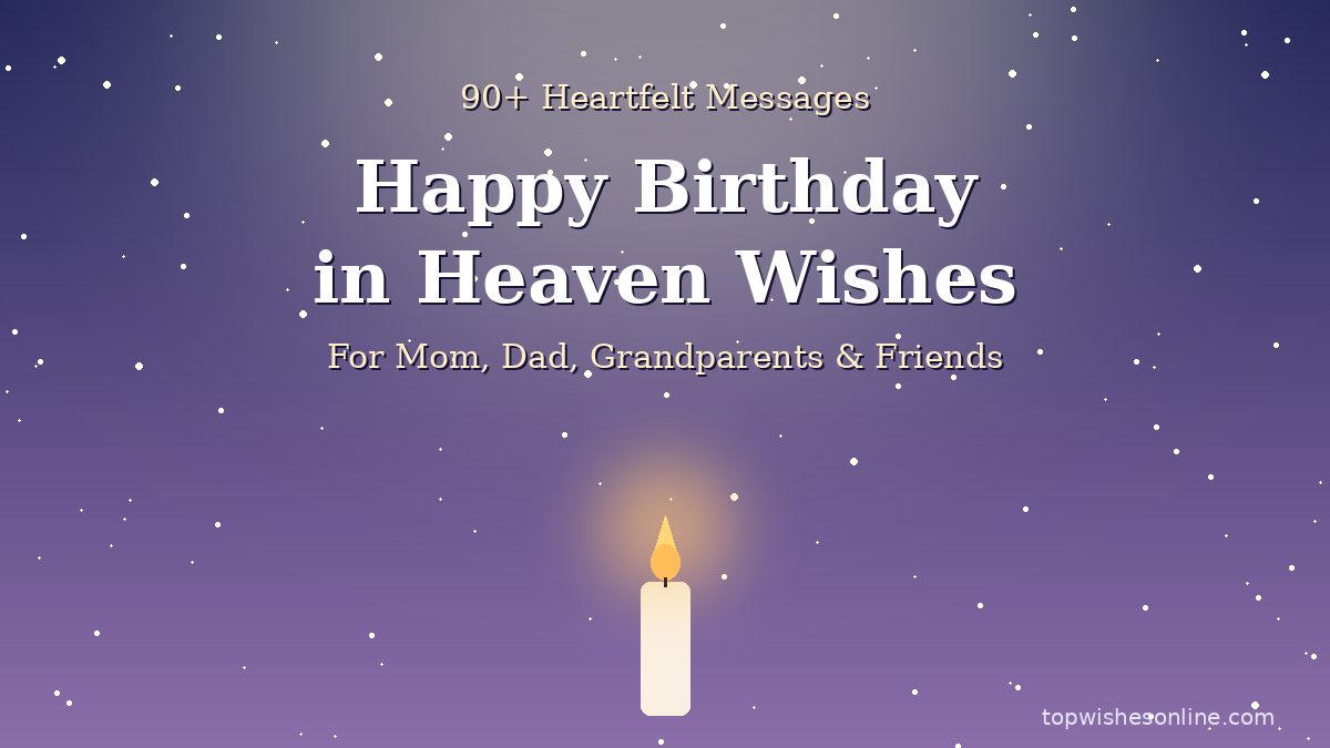 Happy birthday in heaven wishes with a lit candle under a starry sky