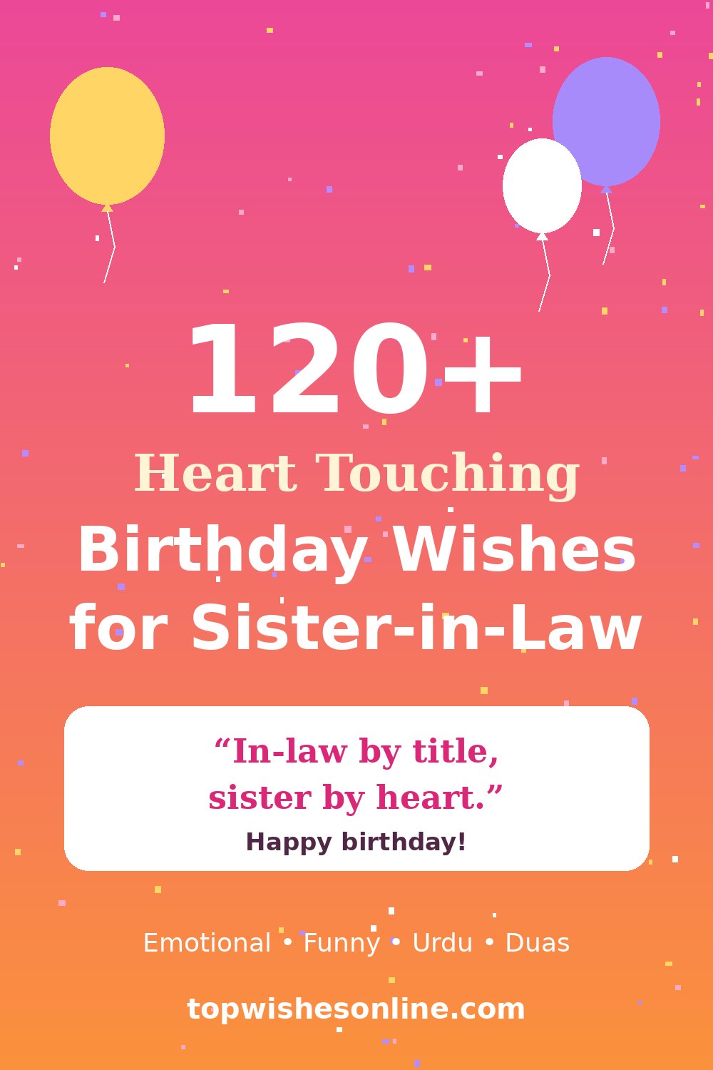120+ heart touching birthday wishes for sister-in-law Pinterest card