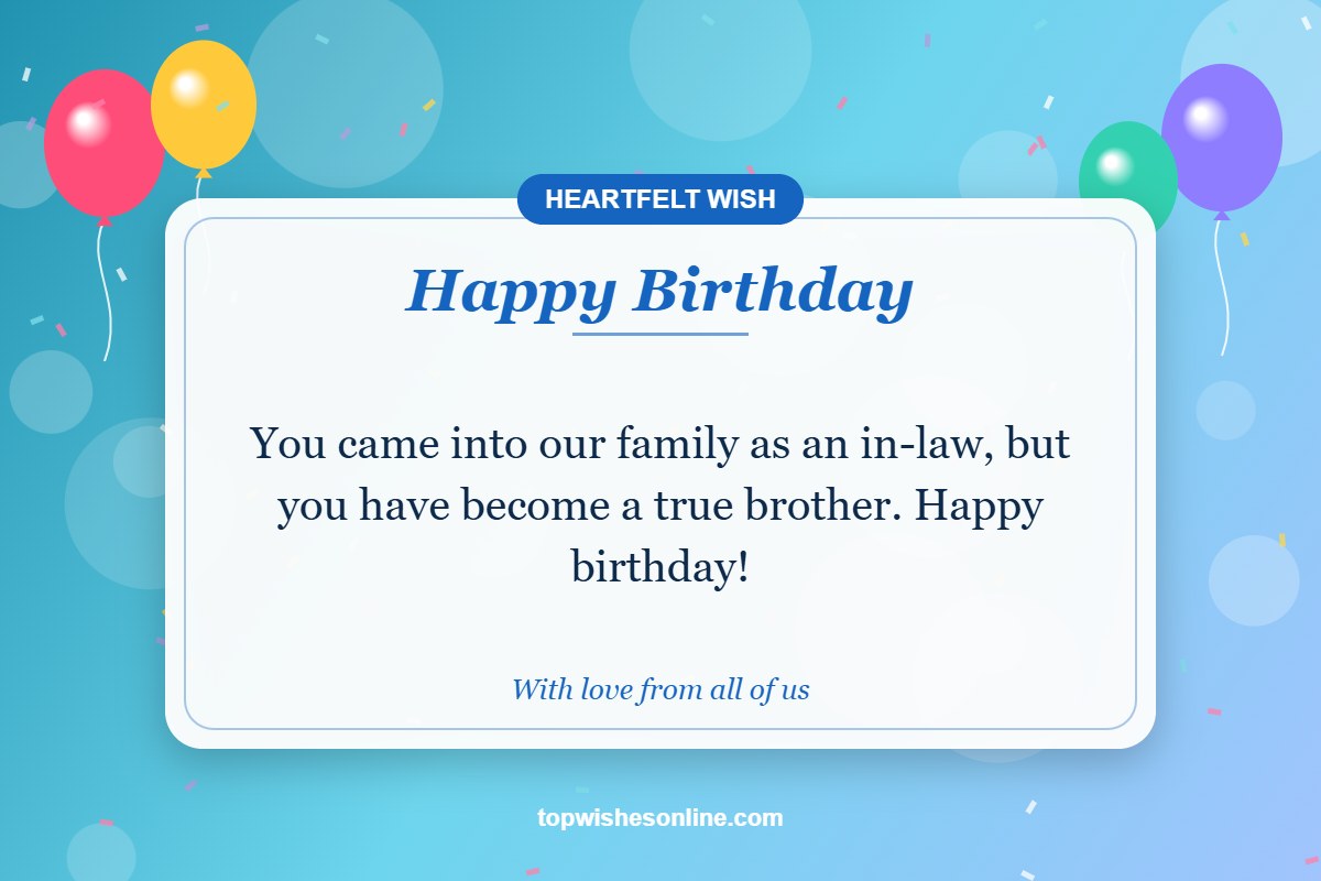 Heartfelt birthday wish for brother-in-law card