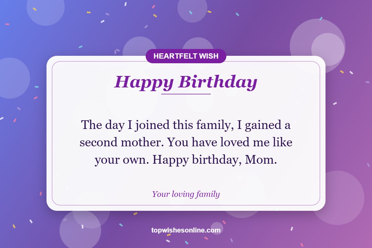 Heartfelt birthday message for mother-in-law card