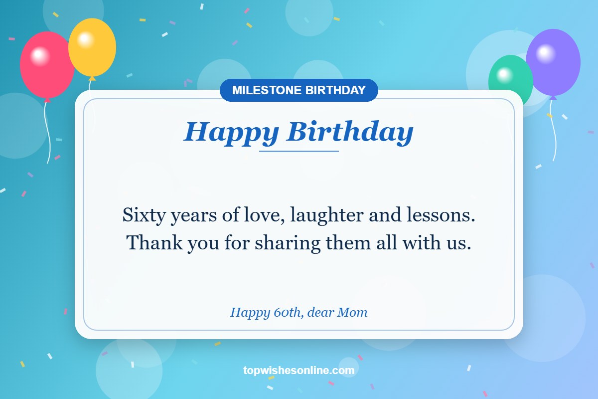 60th milestone birthday wish for mother-in-law card