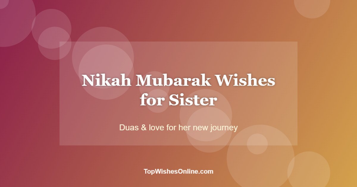 Nikah Mubarak Wishes for Sister card