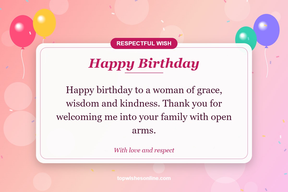 Respectful birthday wishes for mother-in-law card