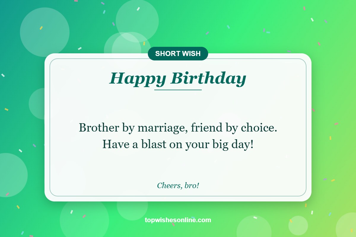 Short birthday wish for brother-in-law card