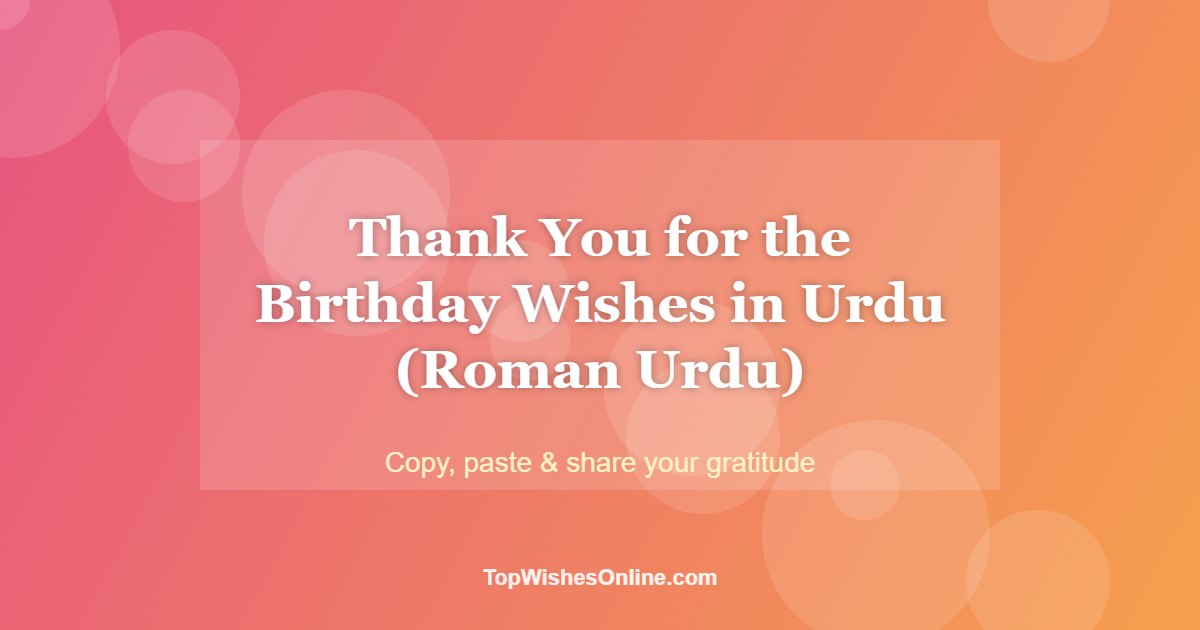 Thank You for the Birthday Wishes in Urdu (Roman Urdu) card
